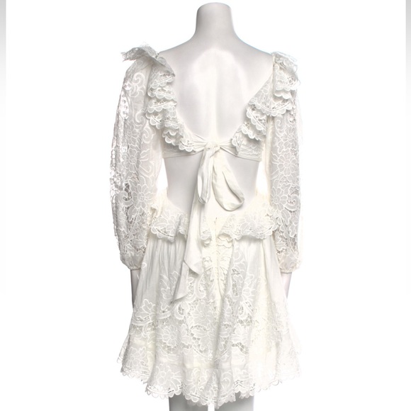 ZIMMERMANN Lulu Ruffled Cut-Out Mini Dress Size AU 2 / US 8 - Picture 9 of 15